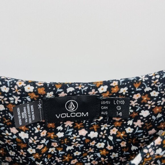 Volcom Juniors Large Floral Print Hey Stone Hey Slit-Front Midi Dress Black $55 - Picture 8 of 10